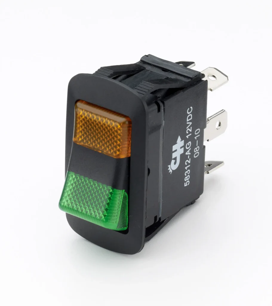 Rocker Switch ON-OFF-ON Amber & Green LED