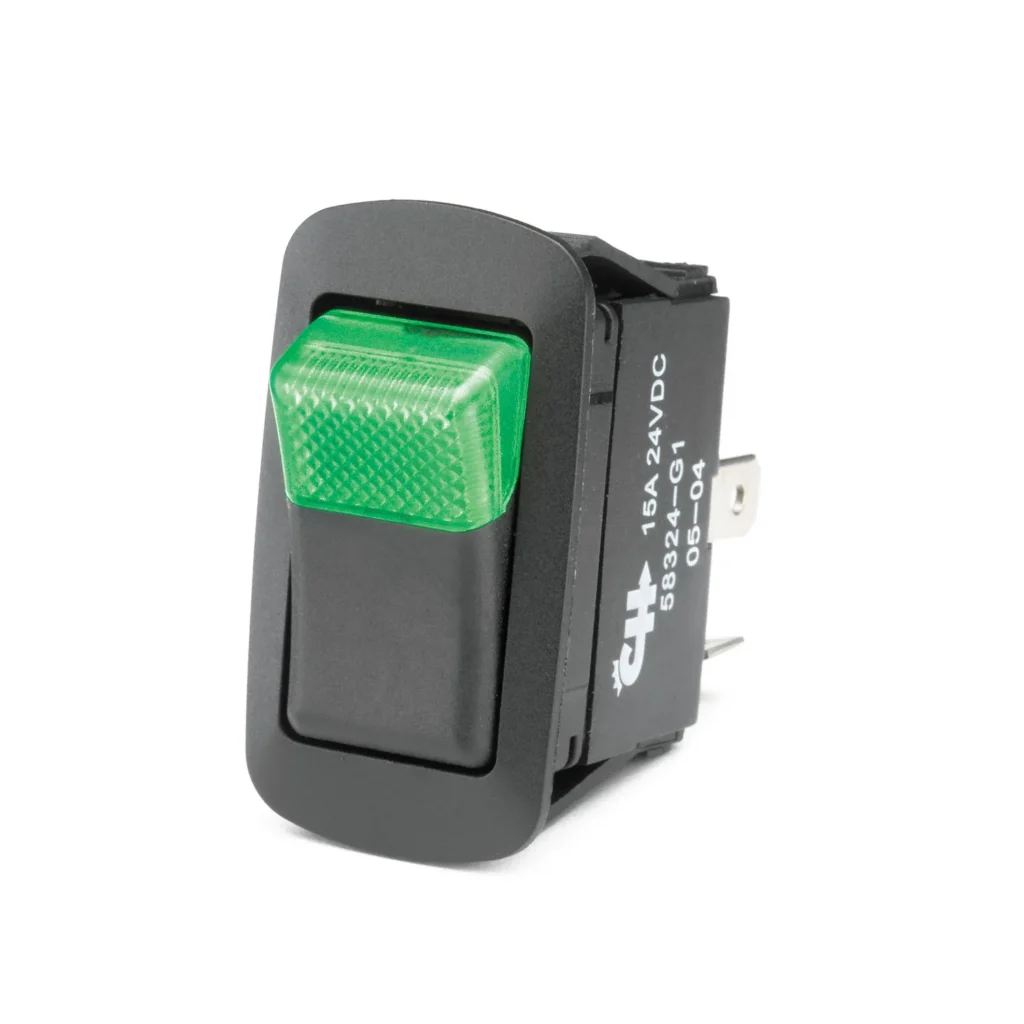 Rocker Switch ON-OFF-ON Green LED